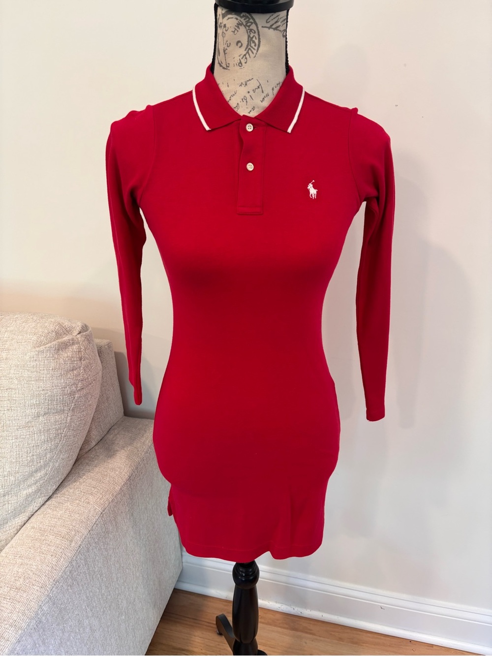 Ralph Lauren cotton Polo Shirt Dress in red size small